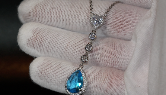 Blue Diamond Pendant | Teardrop Pendant | Blue Pear Cut Diamond Pendant