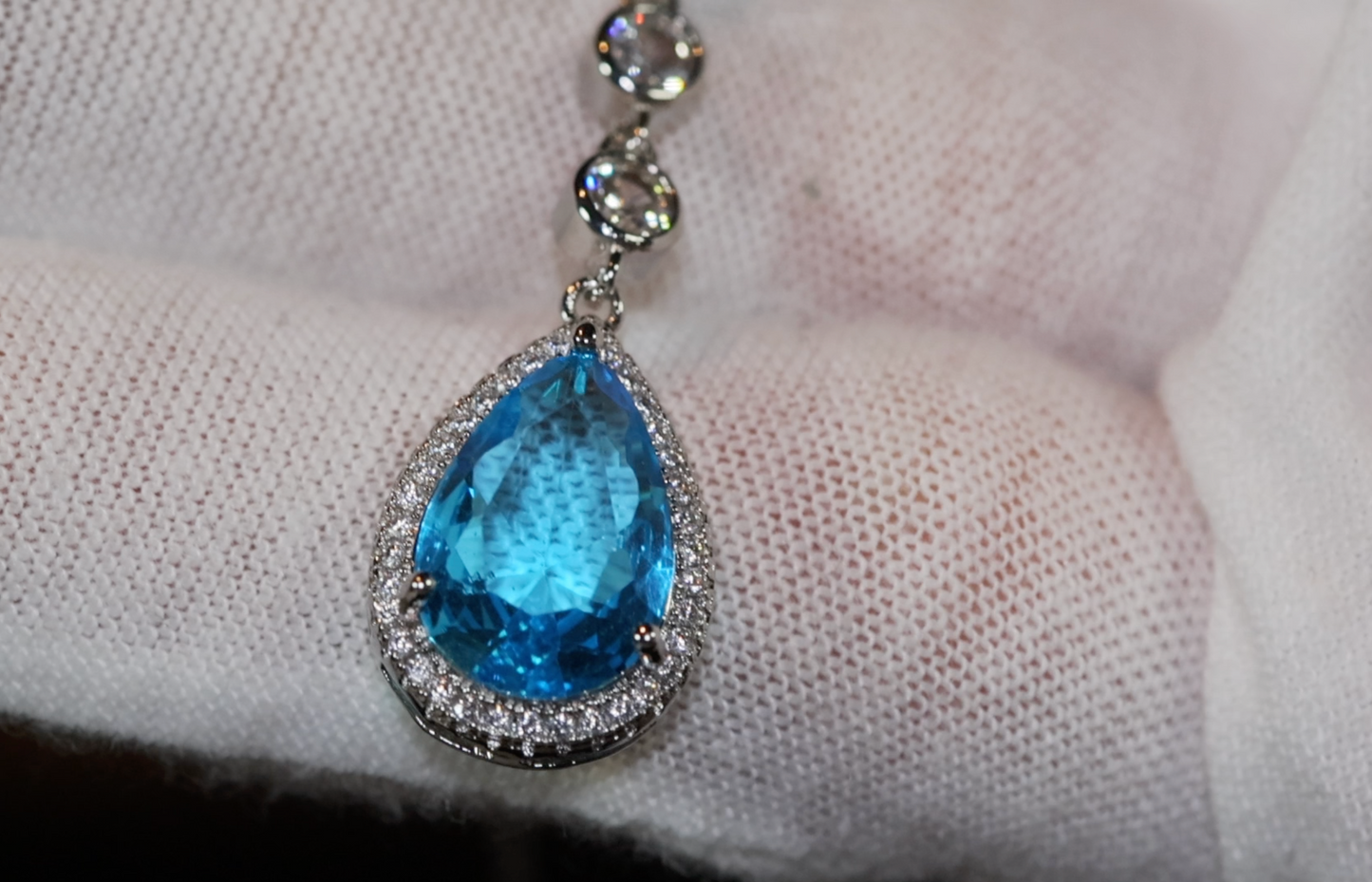 Blue Diamond Pendant | Teardrop Pendant | Blue Pear Cut Diamond Pendant