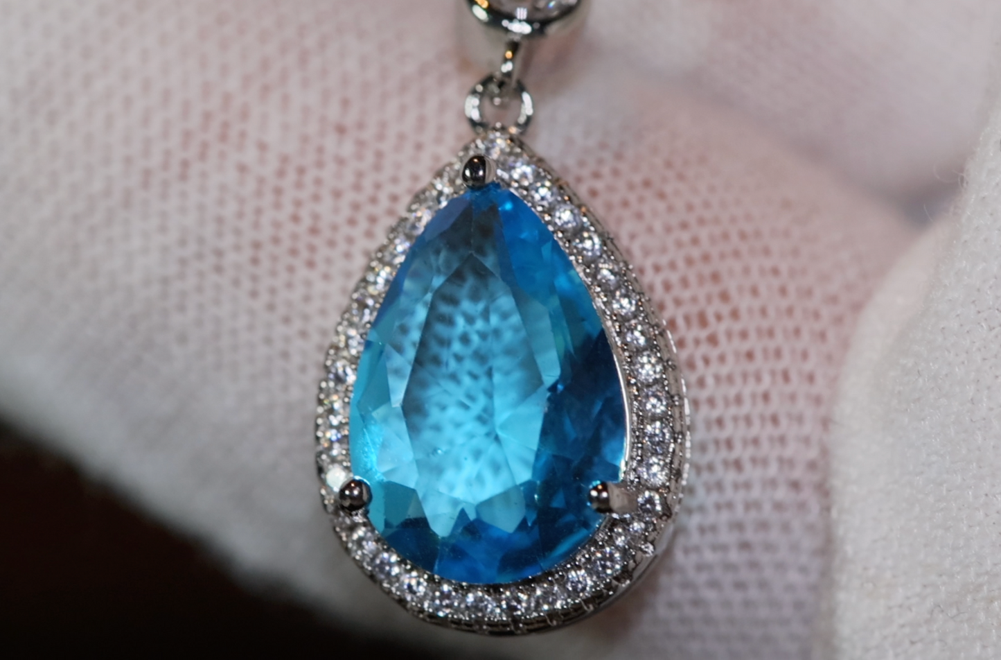 Blue Diamond Pendant | Teardrop Pendant | Blue Pear Cut Diamond Pendant