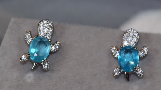 Diamond Earrings | Womens Earrings | Diamond Ear Studs | Womens Stud Earrings | Aquamarine Earrings | Blue Diamond Earrings | Mens Ear Studs