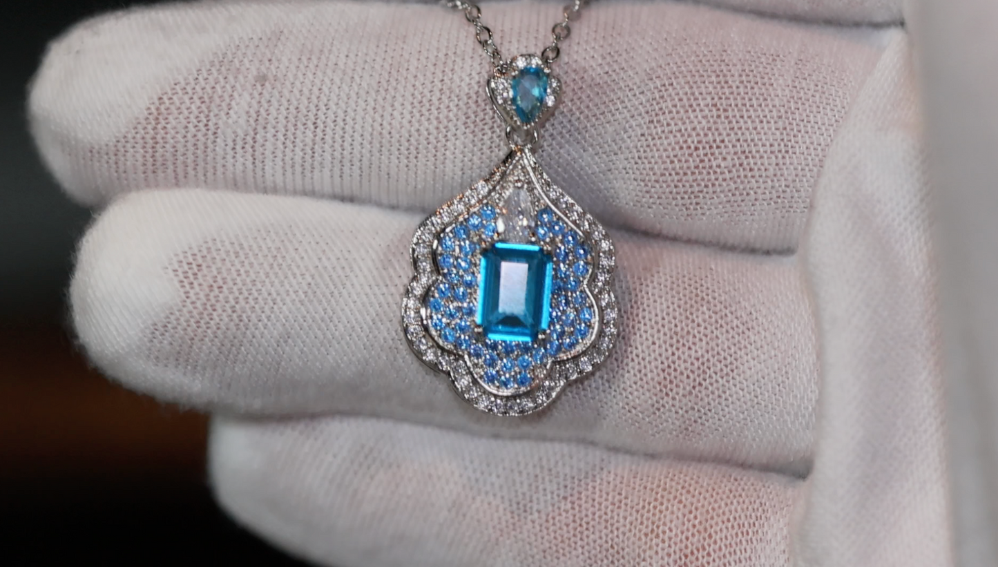 Blue Diamond Necklace | Womens Blue Gemstone Necklace