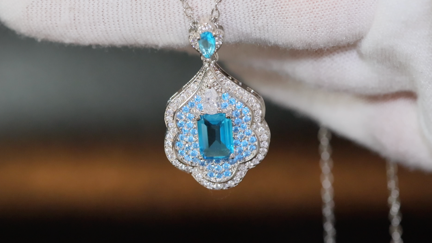 Blue Diamond Necklace | Womens Blue Gemstone Necklace