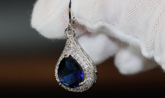 Blue Diamond Earrings | Sapphire Earrings | Sapphire Blue Earrings | Womens Diamond Earrings