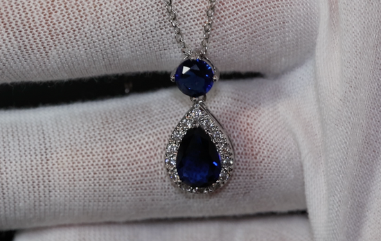 Blue Diamond Necklace | Teardrop Pendant