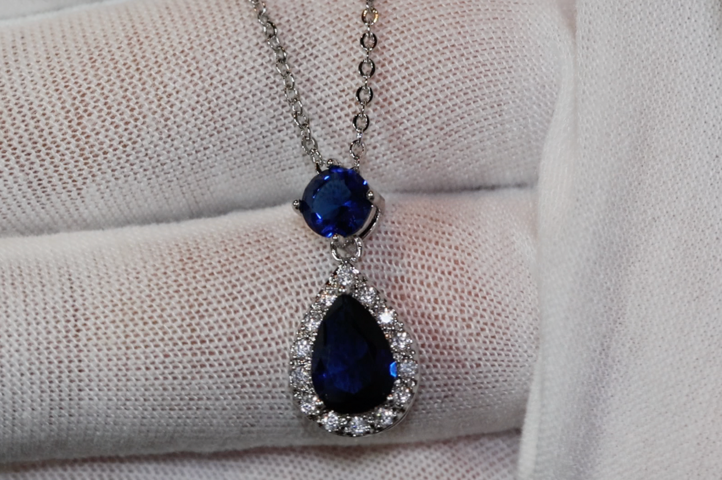 Blue Diamond Necklace | Teardrop Pendant