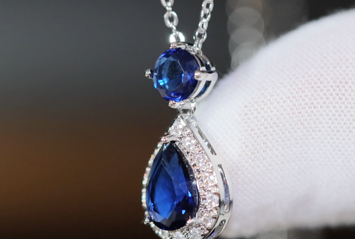 Blue Diamond Necklace | Teardrop Pendant