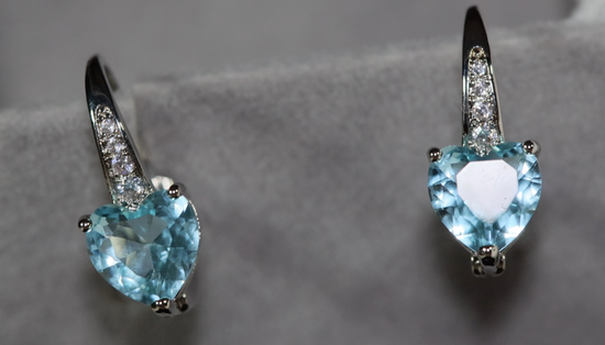 Blue Diamond Earrings | Womens Heart Diamond Earrings