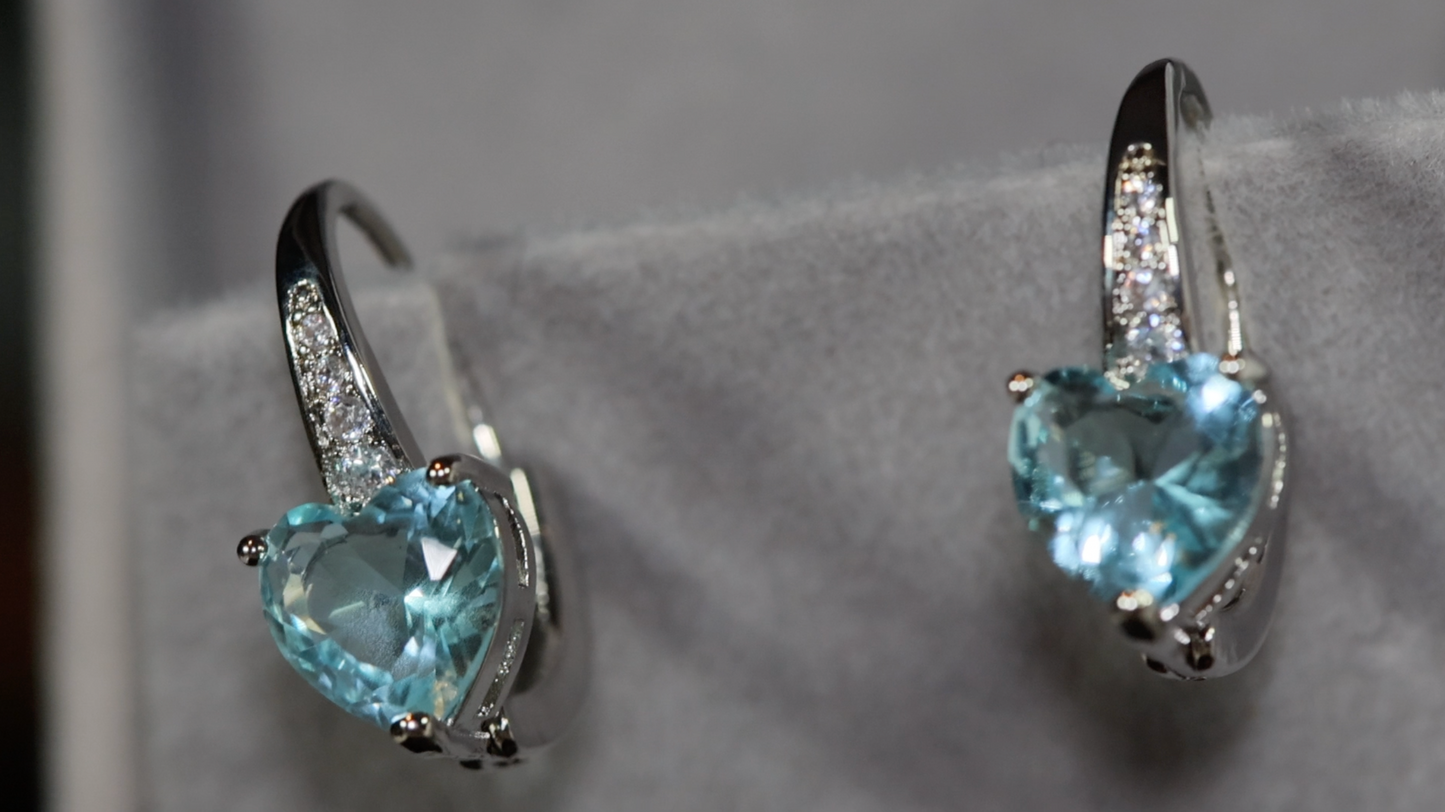 Blue Diamond Earrings | Womens Heart Diamond Earrings