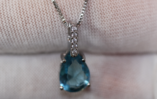 Teardrop Necklace | Blue Diamond Necklace | Blue Diamond Pendant | Pear Diamond Pendant