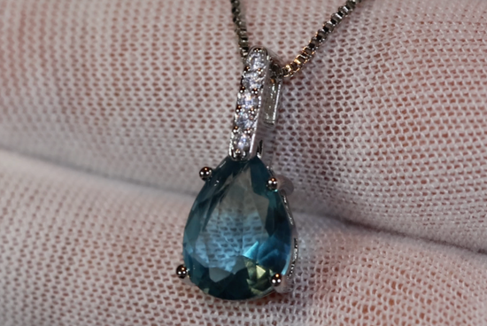 Teardrop Necklace | Blue Diamond Necklace | Blue Diamond Pendant | Pear Diamond Pendant