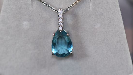 Teardrop Necklace | Blue Diamond Necklace | Blue Diamond Pendant | Pear Diamond Pendant