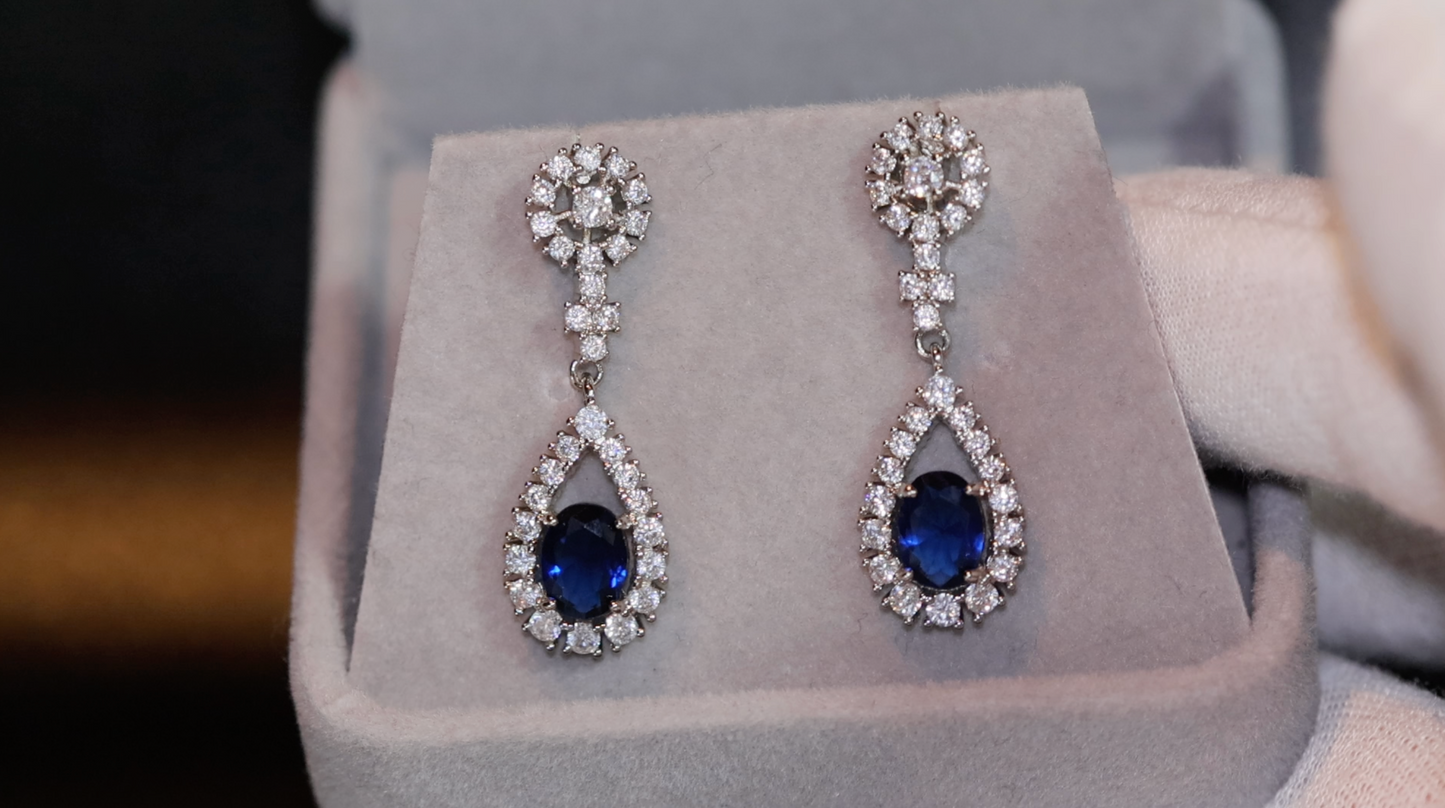 Blue Diamond Earrings | Sapphire Blue Diamond Earrings