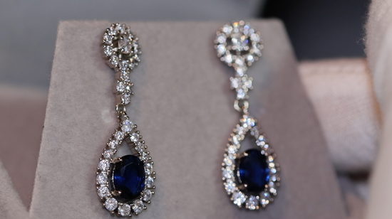 Blue Diamond Earrings | Sapphire Blue Diamond Earrings