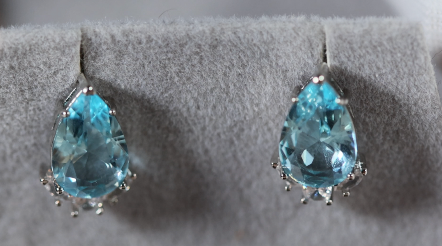 Womens Ear Studs | Pear Shape Earrings | Teardrop Earrings | Blue Diamond Earrings | Teardrop Earrings | Womens Earrings | Stud Earrings