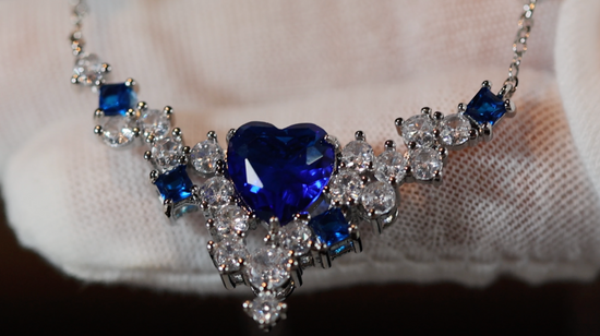 Sapphire Blue Diamond Heart Necklace | Womens Diamond Necklace | Sapphire Blue Diamond Pendant