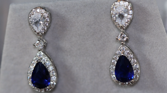 Blue Diamond Earrings | Womens Sapphire Earrings | Sapphire Blue Earrings