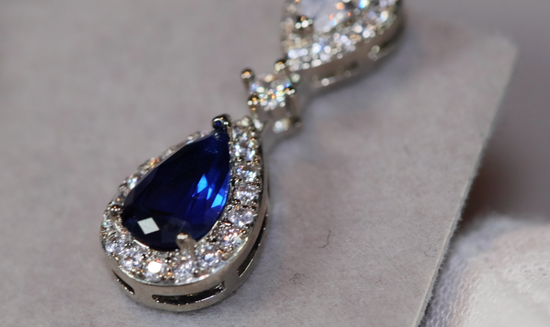 Blue Diamond Earrings | Womens Sapphire Earrings | Sapphire Blue Earrings