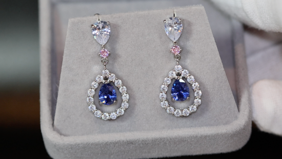 Blue Diamond Earrings | Sapphire Earrings | Sapphire Blue Earrings