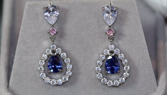 Blue Diamond Earrings | Sapphire Earrings | Sapphire Blue Earrings