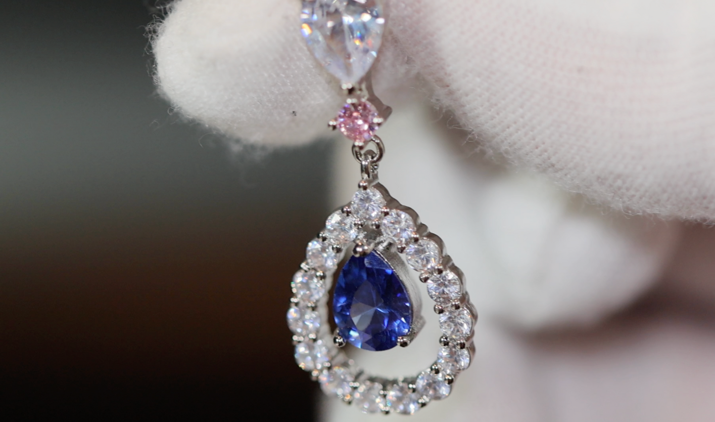 Blue Diamond Earrings | Sapphire Earrings | Sapphire Blue Earrings