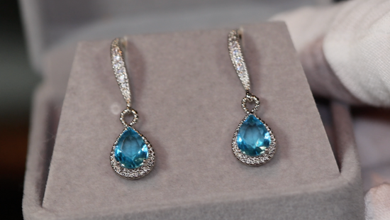 Blue Diamond Earrings | Womens Earrings | Aquamarine Diamond Earrings