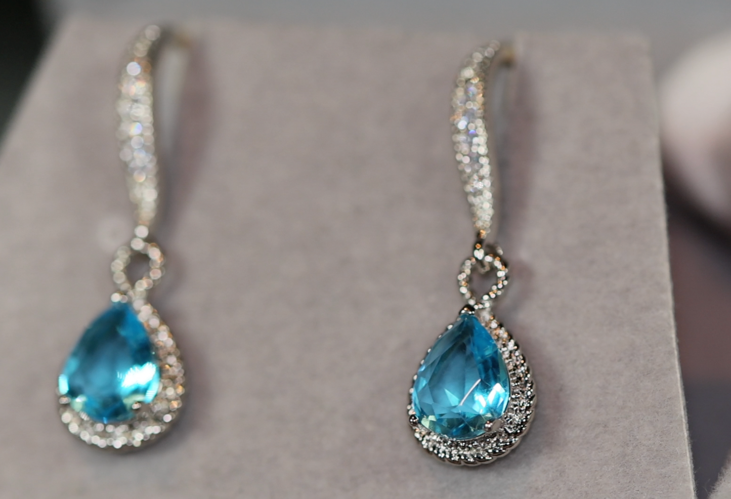 Blue Diamond Earrings | Womens Earrings | Aquamarine Diamond Earrings