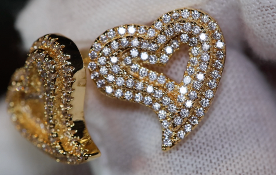 Gold Heart Ear Studs