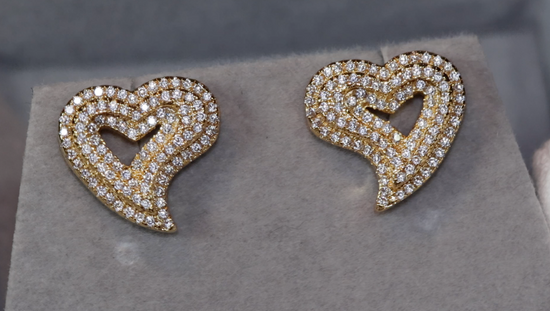 Gold Heart Ear Studs