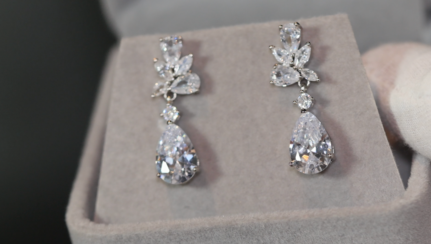 Teardrop Diamond Earrings | Pear Cut Diamond Earrings | Wedding Earrings