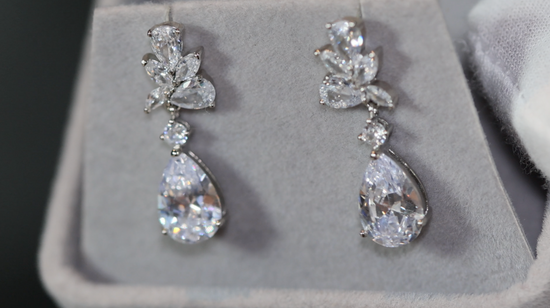 Teardrop Diamond Earrings | Pear Cut Diamond Earrings | Wedding Earrings