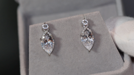 Teardrop Ear Studs | Diamond Ear Studs | Womens Diamond Ear Studs