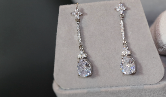 Pear cut diamond earrings