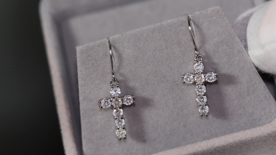 Womens Diamond Cross Earrings  | Cross Earrings Women | Cross Dangle Earrings | Womens Earrings