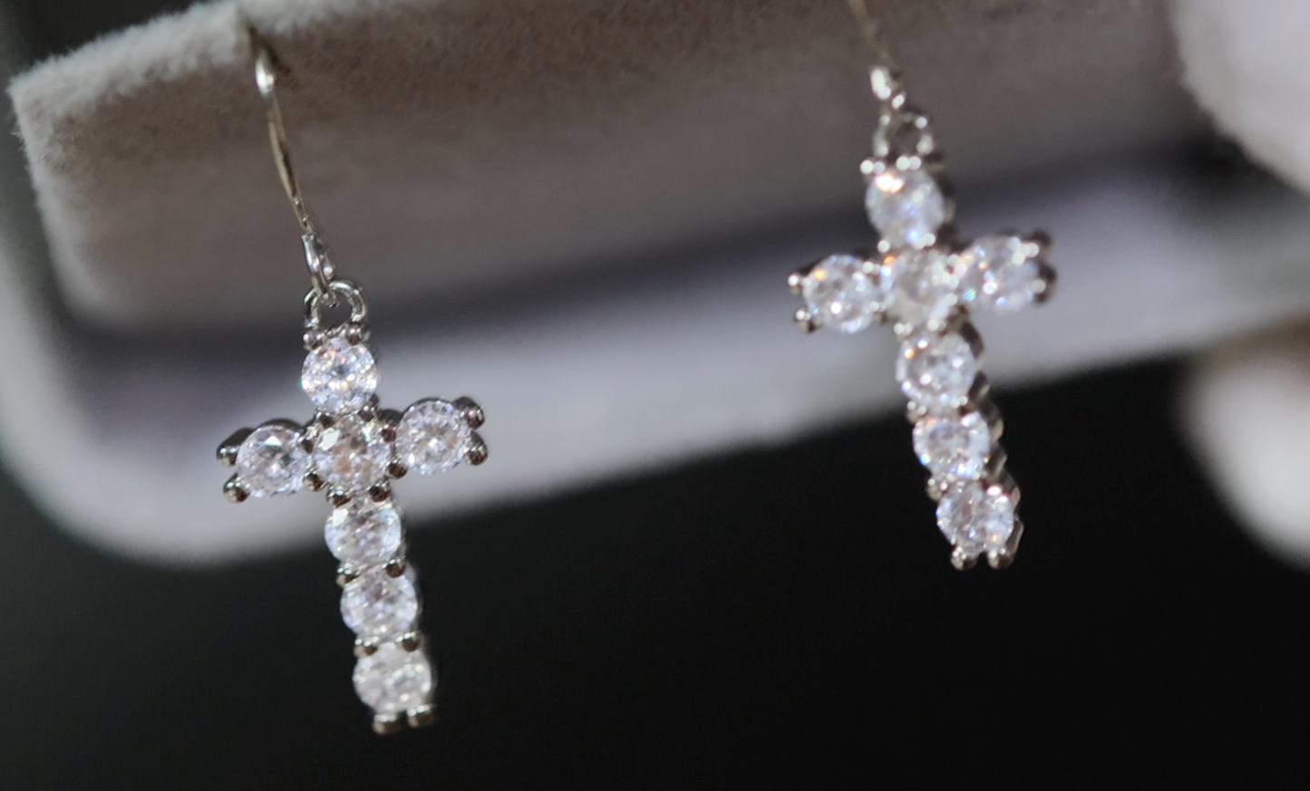 Womens Diamond Cross Earrings  | Cross Earrings Women | Cross Dangle Earrings | Womens Earrings