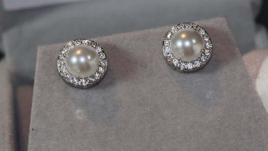 Pearl Earrings | Diamond Pearl Ear Studs | Womens Pearl Earrings