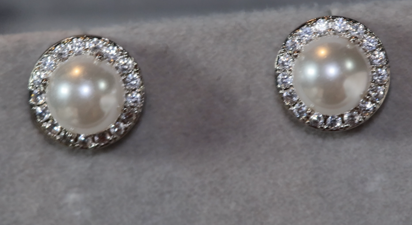 Pearl Earrings | Diamond Pearl Ear Studs | Womens Pearl Earrings