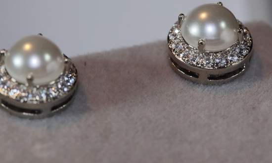 Pearl Earrings | Diamond Pearl Ear Studs | Womens Pearl Earrings