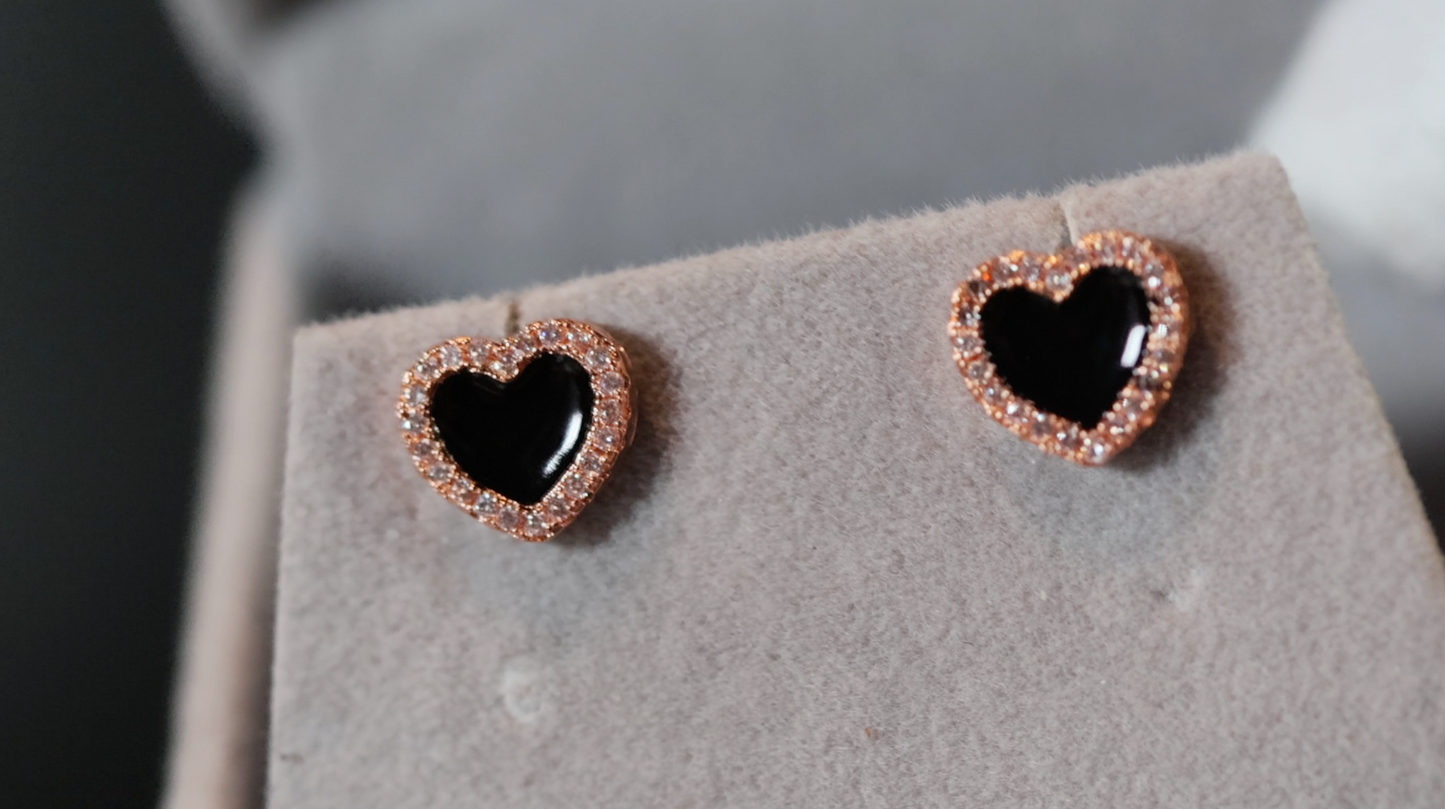 Rose Gold Earrings | Heart Earrings | Womens Earrings | Rose Gold Ear Studs | Heart Ear Studs | Womens Diamond Ear Studs | Ear Studs