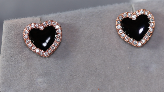 Rose Gold Earrings | Heart Earrings | Womens Earrings | Rose Gold Ear Studs | Heart Ear Studs | Womens Diamond Ear Studs | Ear Studs