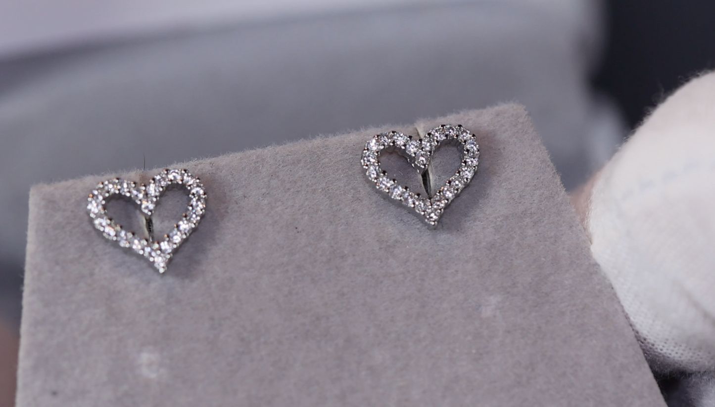 Heart Ear Studs | Diamond Heart Ear Studs