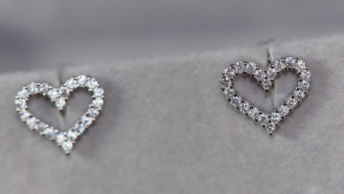 Heart Ear Studs | Diamond Heart Ear Studs