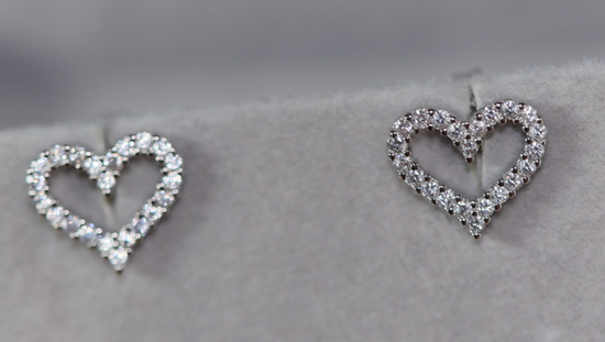 Heart Ear Studs | Diamond Heart Ear Studs