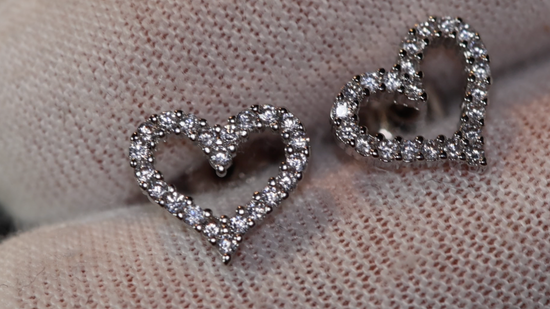 Heart Ear Studs | Diamond Heart Ear Studs