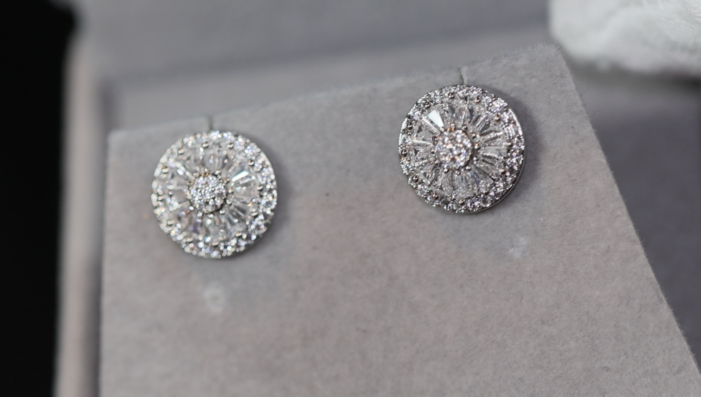 Womens Baguette Diamond Ear Studs