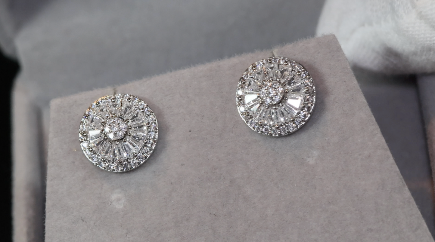 Womens Baguette Cut Diamond Ear Studs | Womens Diamond Ear Studs