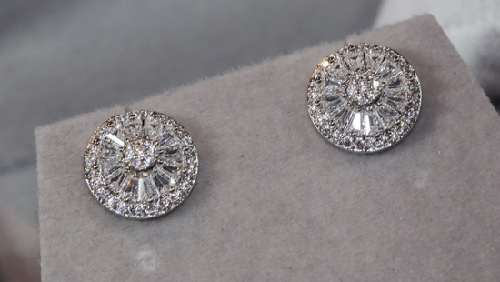 Womens Baguette Cut Diamond Ear Studs | Womens Diamond Ear Studs