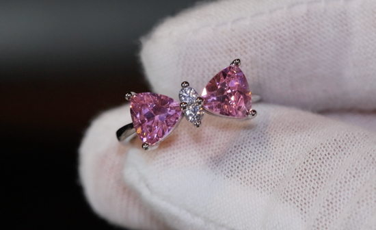 Pink Diamond Ring | Pink Diamond Ribbon Ring | Bow Ring