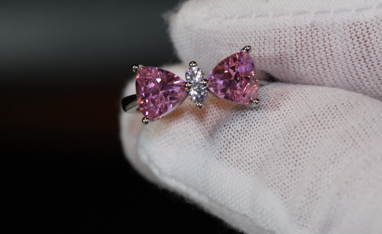 Pink Diamond Ring | Pink Diamond Ribbon Ring | Bow Ring