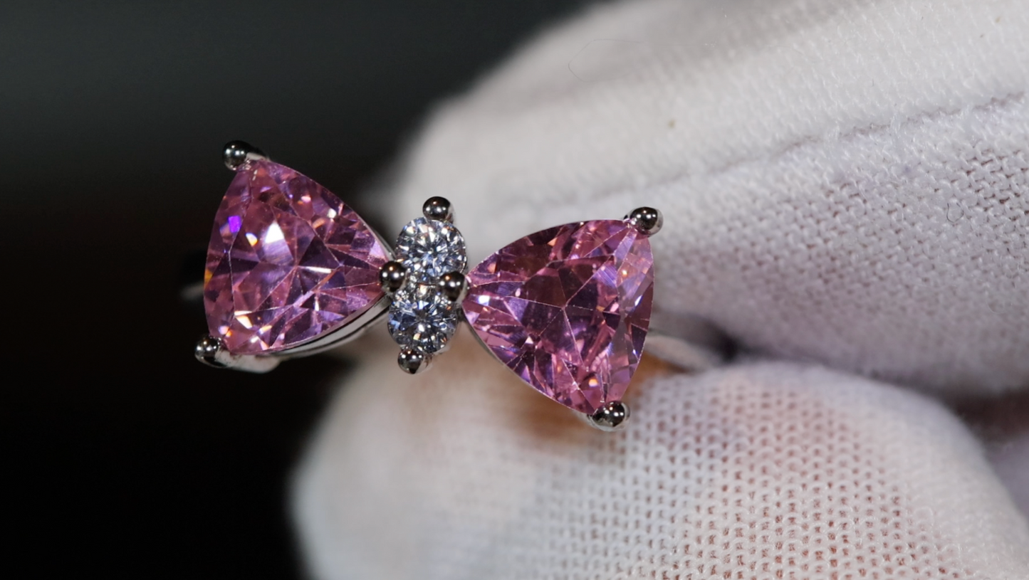 Pink Diamond Ring | Pink Diamond Ribbon Ring | Bow Ring