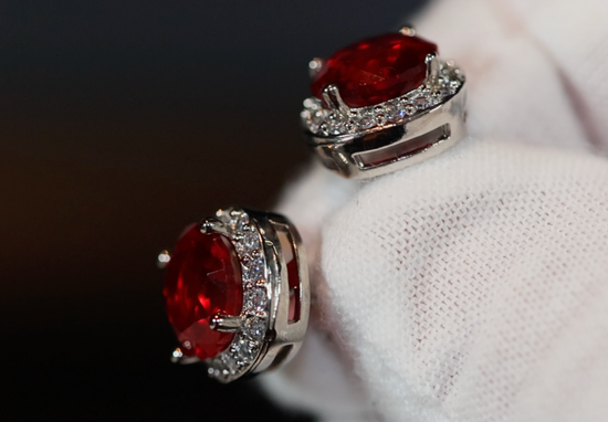 Red Diamond Ear Studs